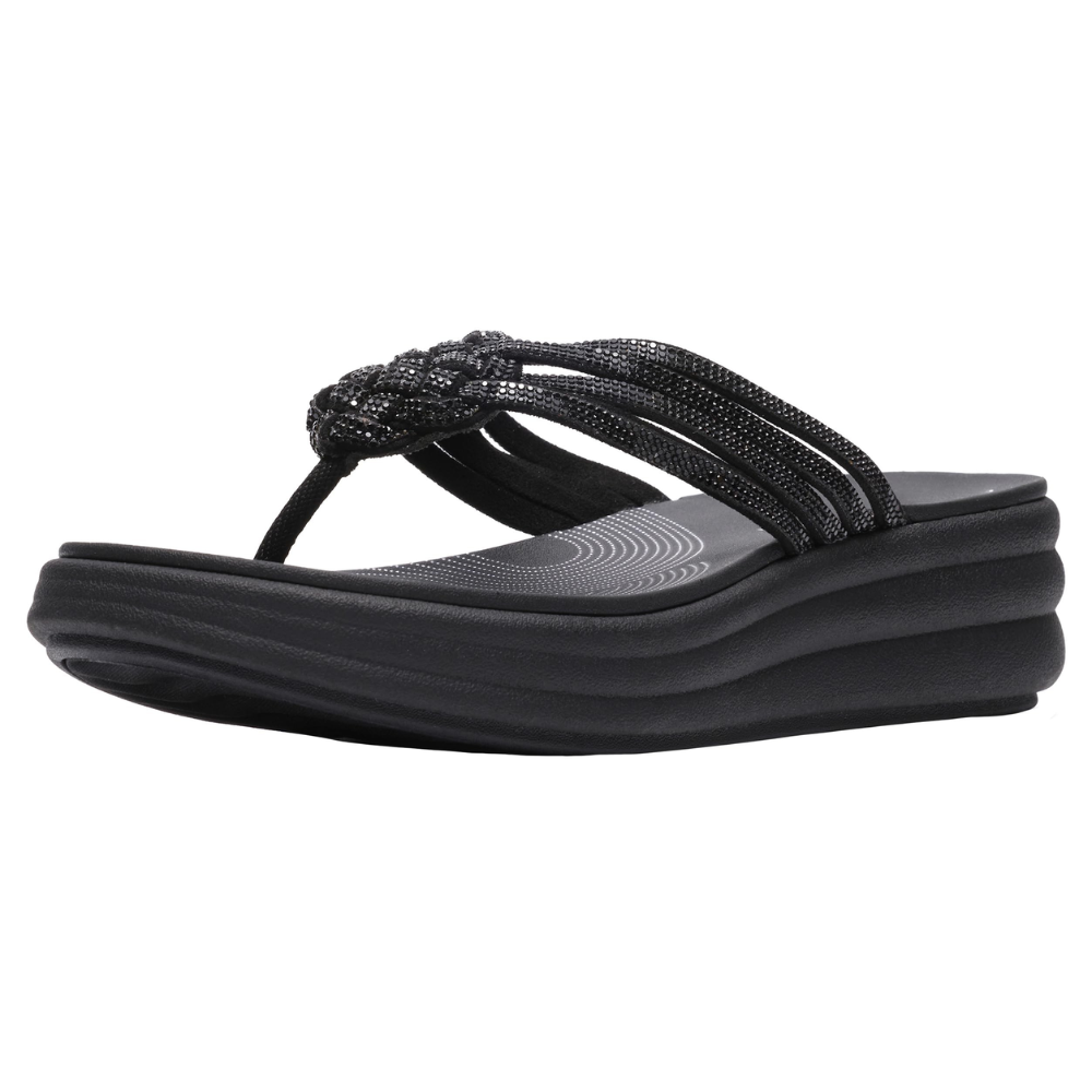 Comfortable Flip Flops for Women with Braided Toe Post Cushioned Wedge Sole Thong Style