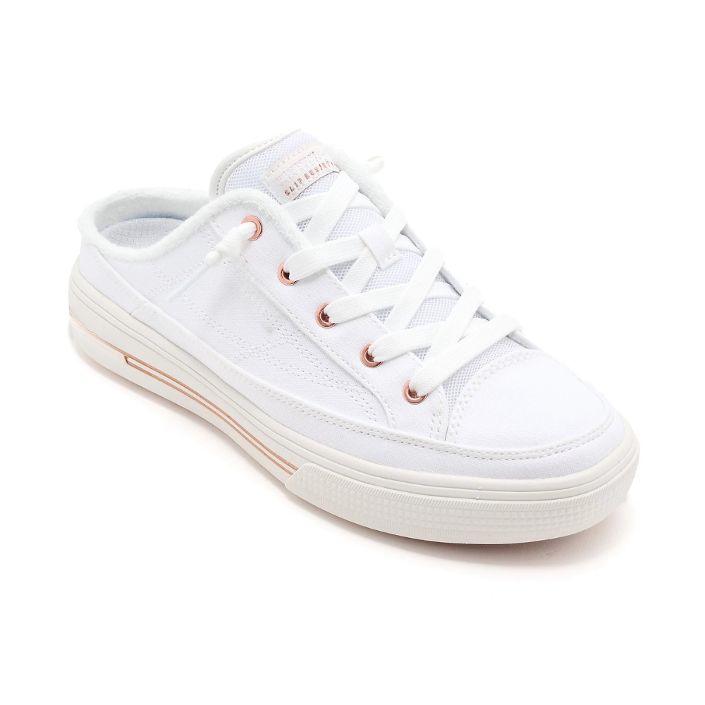 Comfortable Mules for Women with Backless Canvas Upper Lace Up Low Top Sneaker Style