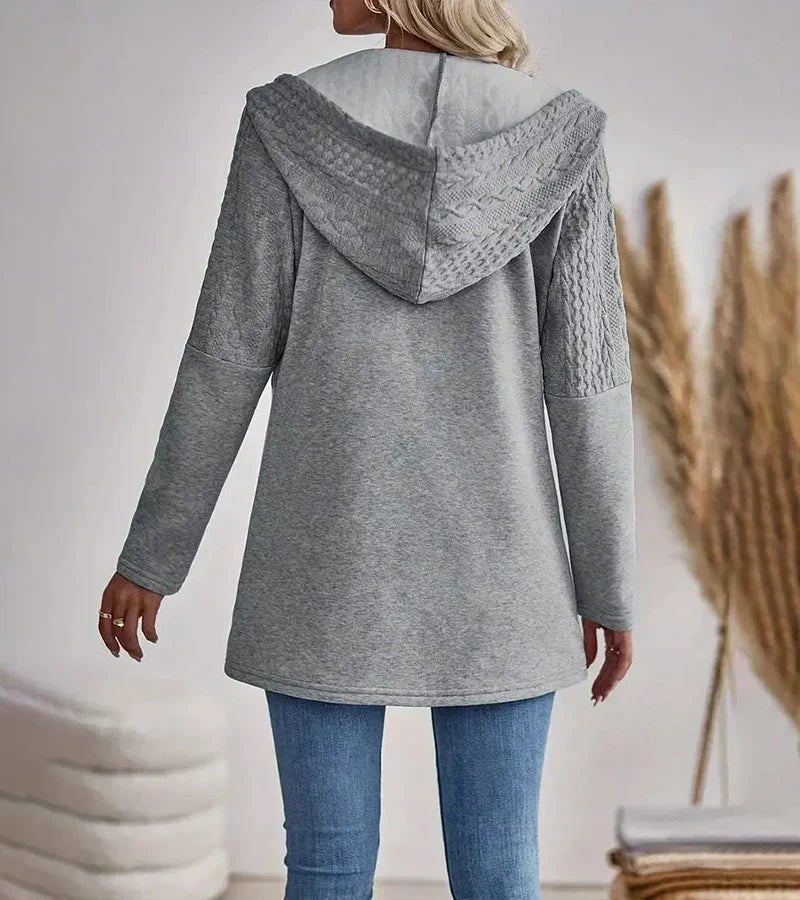 Comfortable Cable Knit Longline Cardigan for Women with Hood Long Sleeve Zip Front Oversized Knit Style