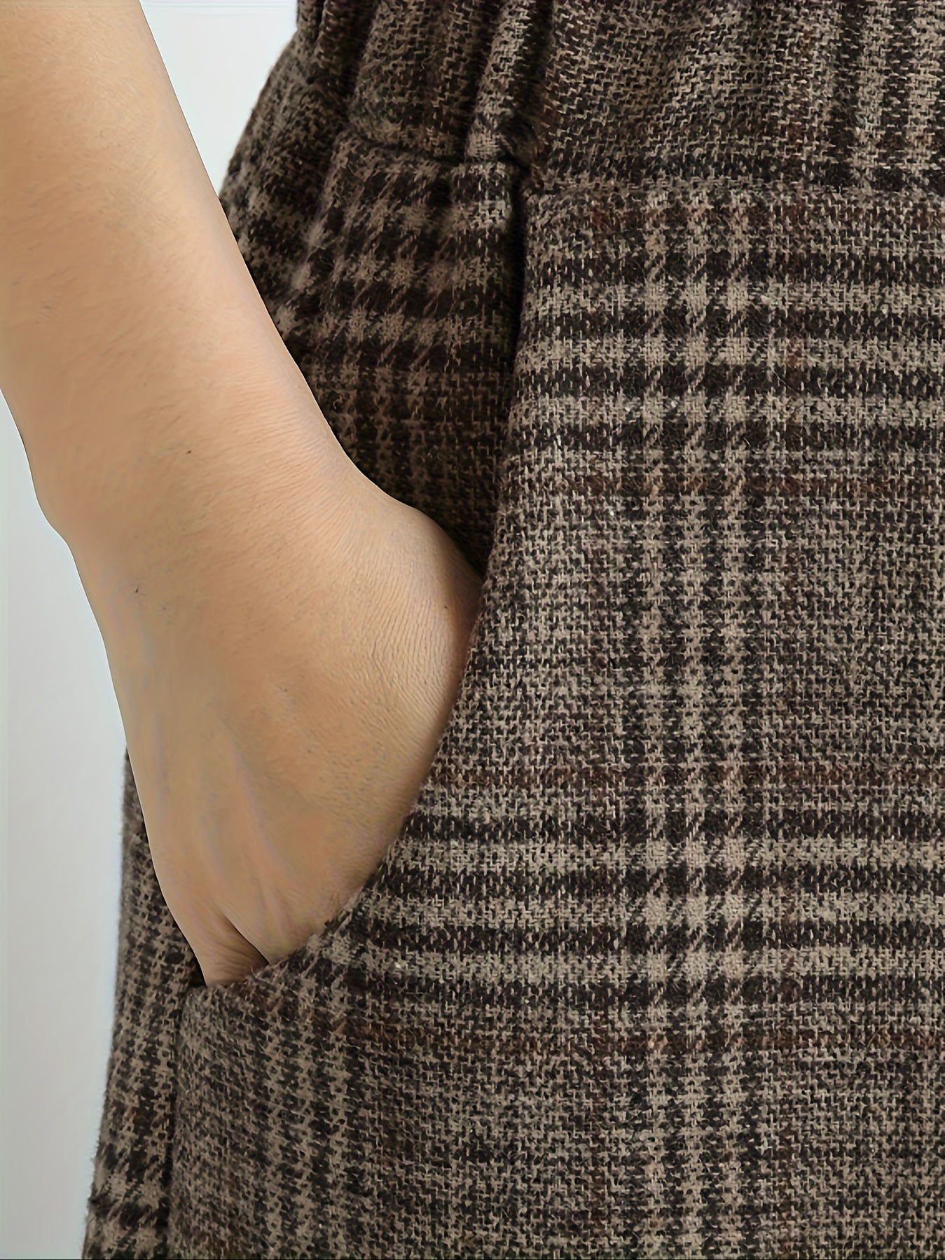 Effortless Plaid Wide Leg Pants for Women with High Waist Pocket Cropped Flowing Casual Style