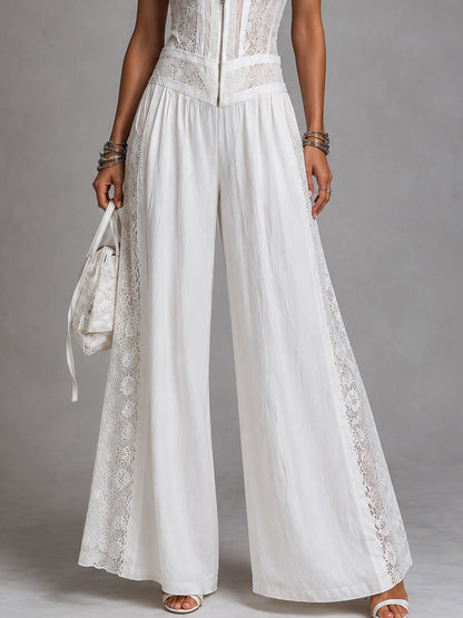 Elegant White Jumpsuit for Women with V-Neck Sleeveless Wide Leg Palazzo Style
