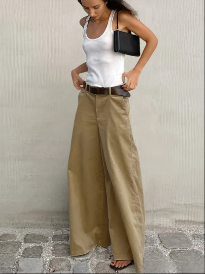 Effortless Wide Leg Pants for Women with High Waist Belted Relaxed Flowing Casual Style