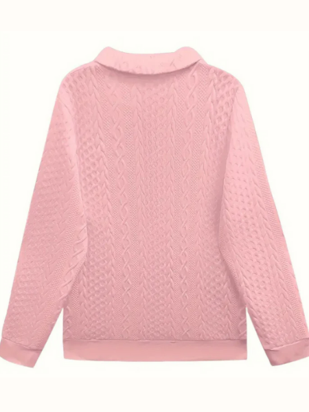 Comfortable Cable Knit Sweater for Women with Zip Neck Long Sleeve Textured Relaxed Style