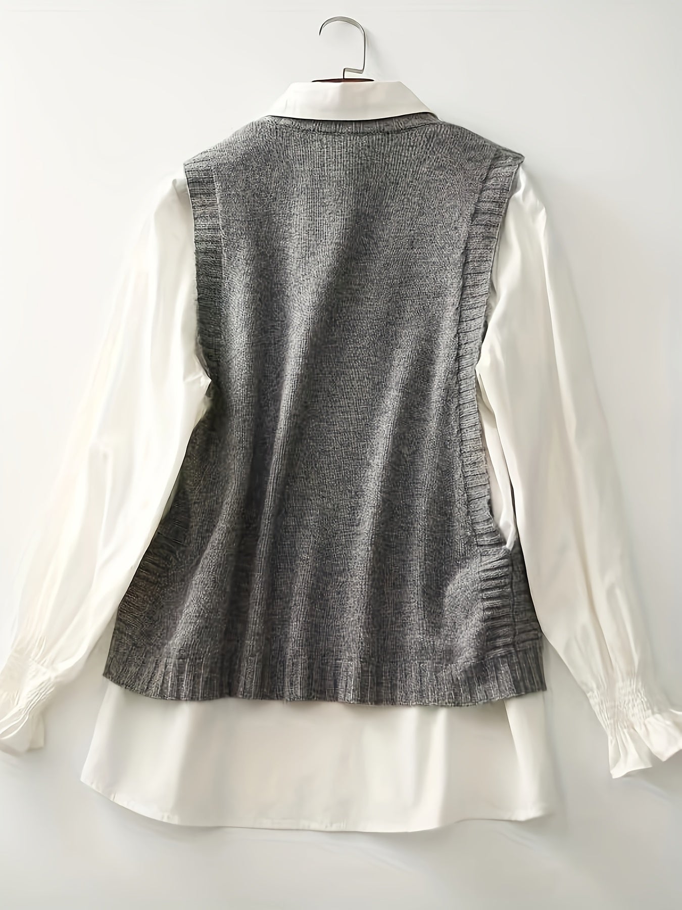 Comfortable Knit Sweater Vest for Women with Round Neck Sleeveless Button Front Ribbed Trim Style