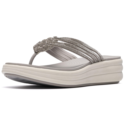 Comfortable Flip Flops for Women with Braided Toe Post Cushioned Wedge Sole Thong Style