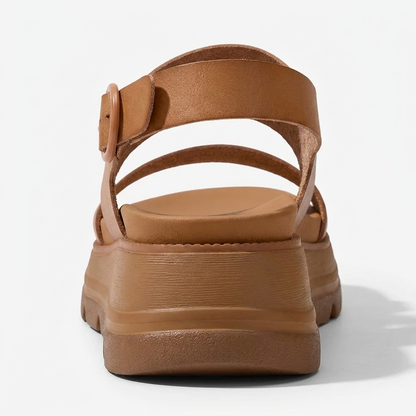 Comfortable Platform Sandals for Women with Wide Double Strap Slingback Chunky Lug Sole Style
