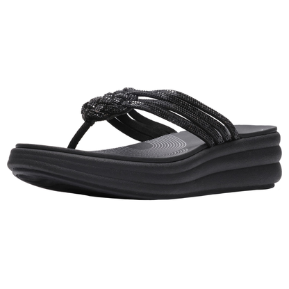 Comfortable Flip Flops for Women with Braided Toe Post Cushioned Wedge Sole Thong Style