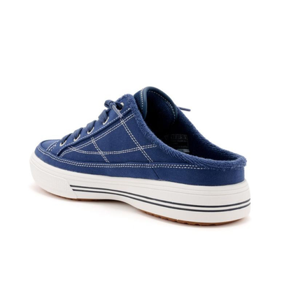 Comfortable Mules for Women with Backless Canvas Upper Lace Up Low Top Sneaker Style