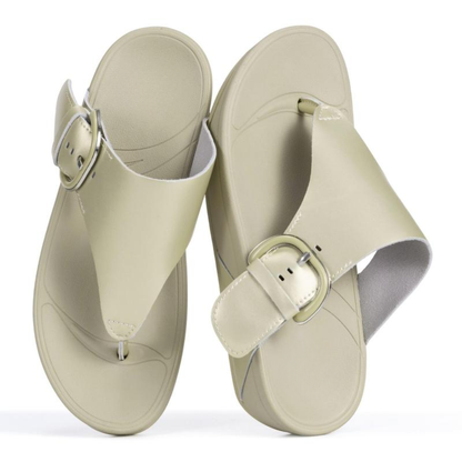 Comfortable Thong Sandals for Women with Buckle Detail Cushioned Footbed Slip On Style