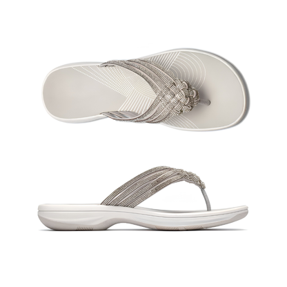 Comfortable Flip Flops for Women with Braided Toe Post Cushioned Wedge Sole Thong Style