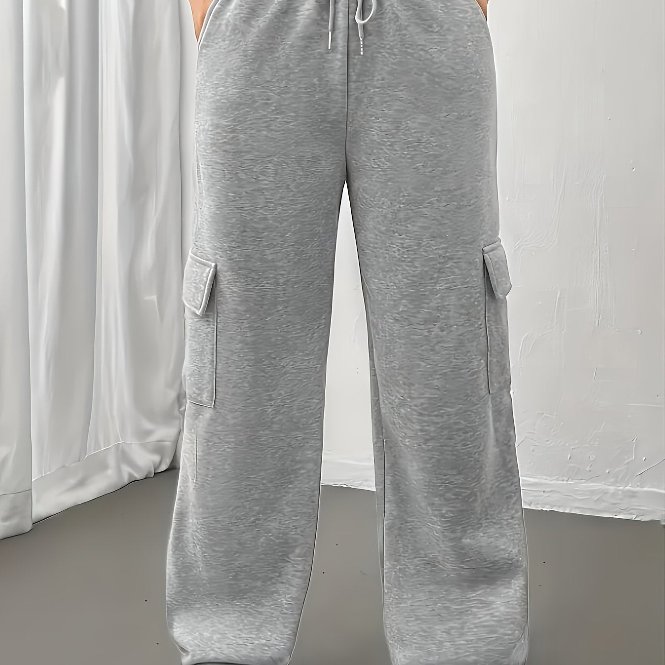 Effortless Wide Leg Cargo Pants for Women with High Waist Drawstring Relaxed Jogger Style
