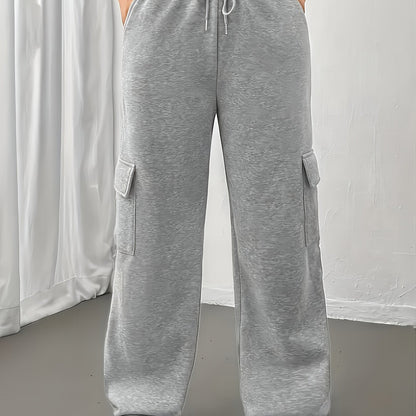 Effortless Wide Leg Cargo Pants for Women with High Waist Drawstring Relaxed Jogger Style