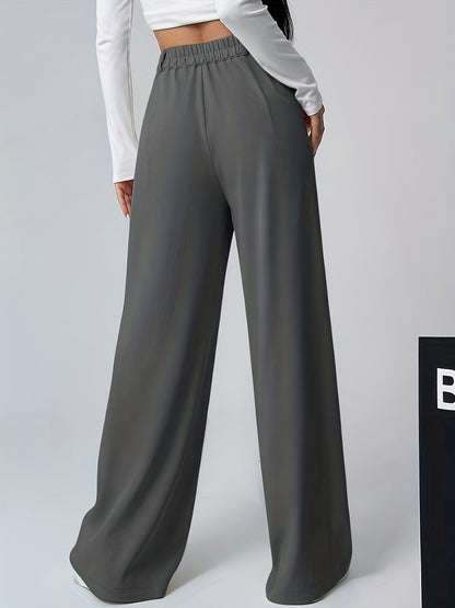 Elegant Khaki Wide Leg Pants for Women with High Waist Pleated Tailored Relaxed Style