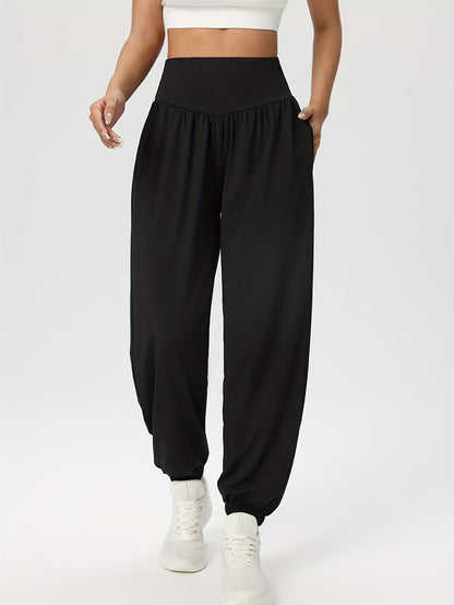Effortless Black Jogger Pants for Women with High Waist Elastic Cuff Relaxed Fit Casual Style