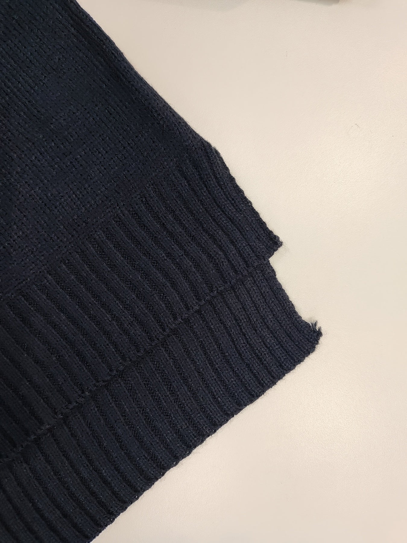 Comfortable Dark Blue Knit Sweater Vest for Women with V Neck Sleeveless Ribbed Trim Relaxed Style