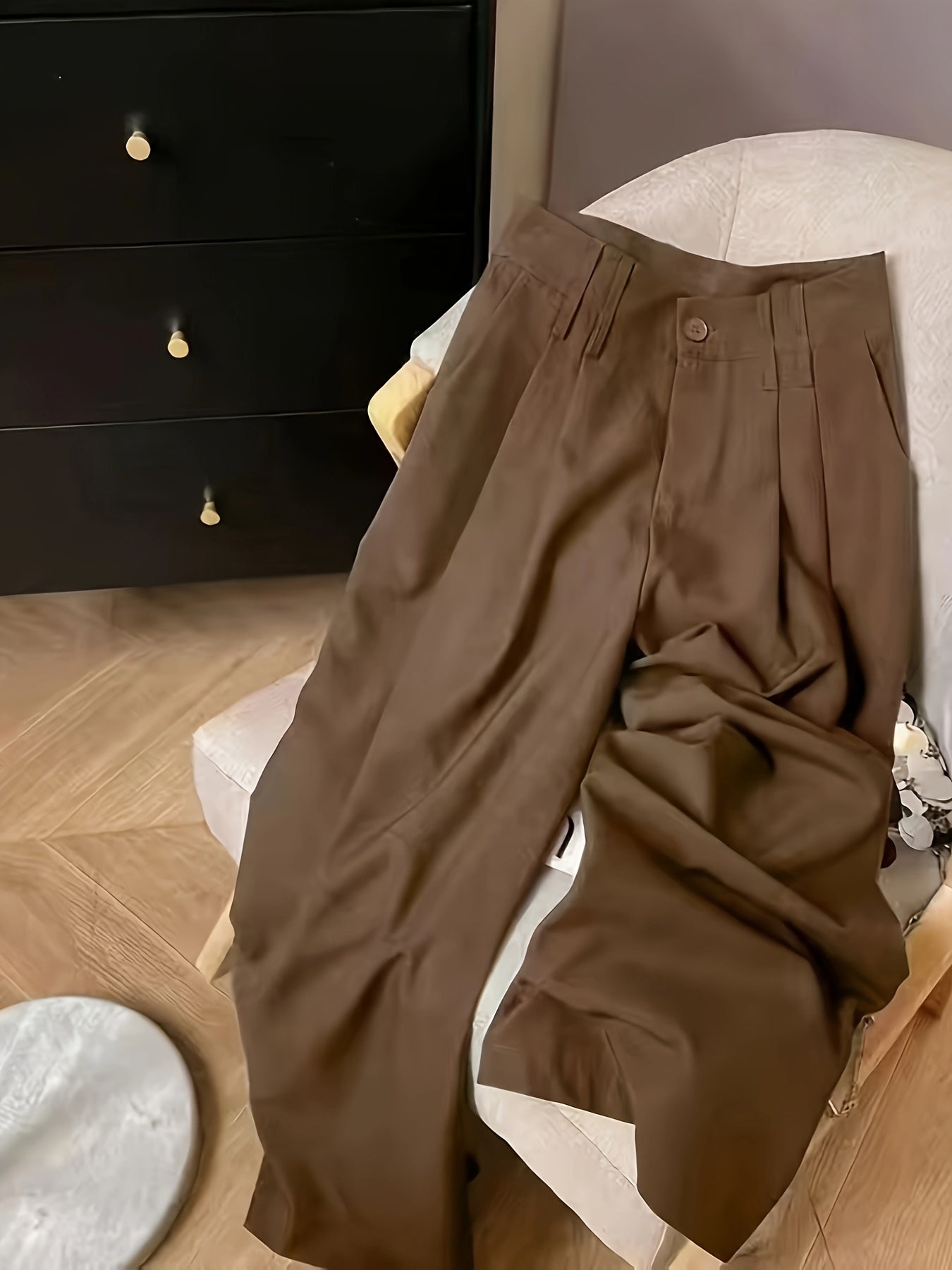 Effortless Wide Leg Pants for Women with High Waist Pleated Button Front Tailored Style