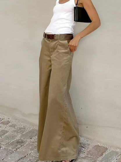 Effortless Wide Leg Pants for Women with High Waist Belted Relaxed Flowing Casual Style