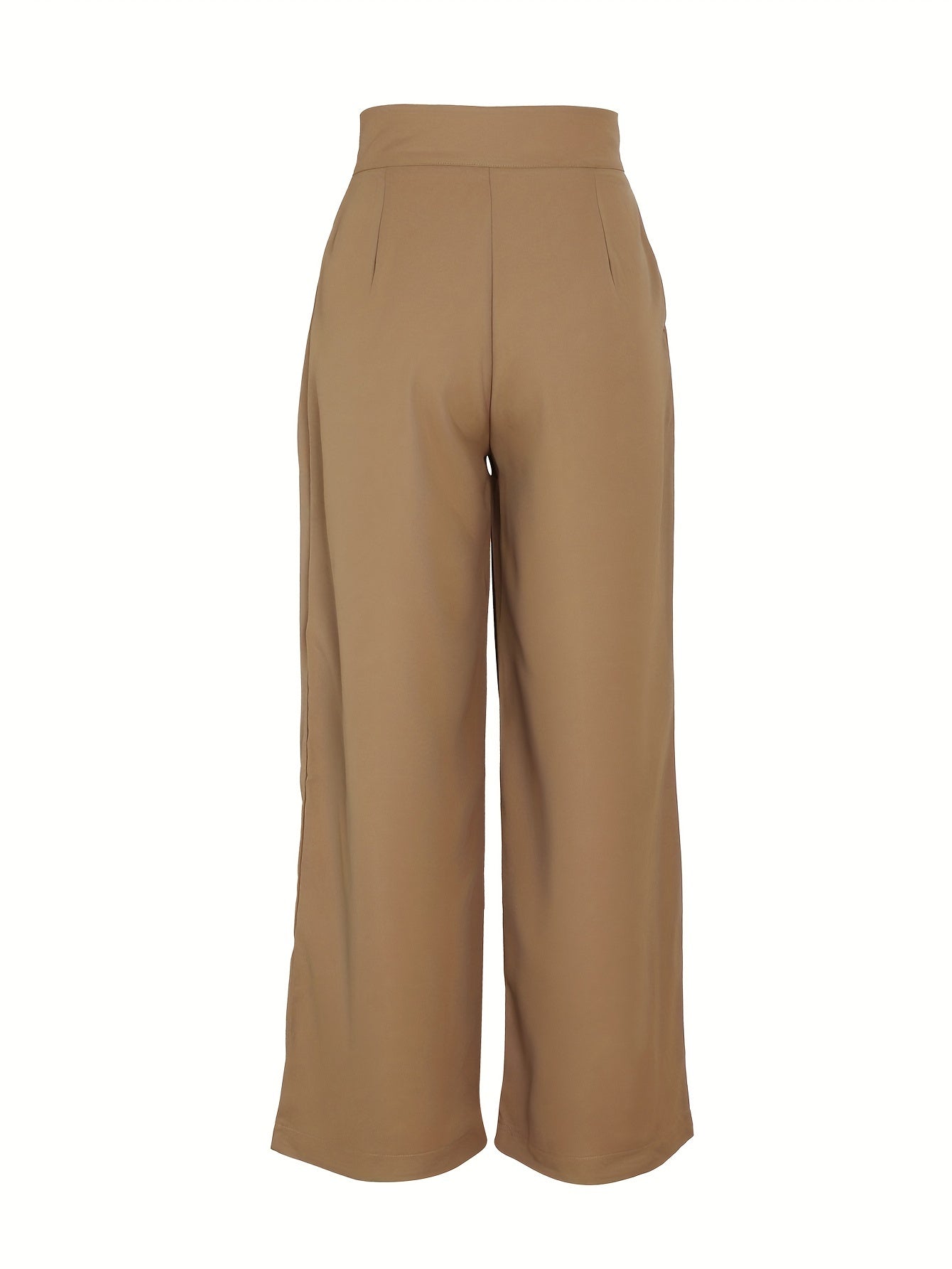 Effortless Khaki Wide Leg Pants for Women with High Waist Pleated Button Front Relaxed Style