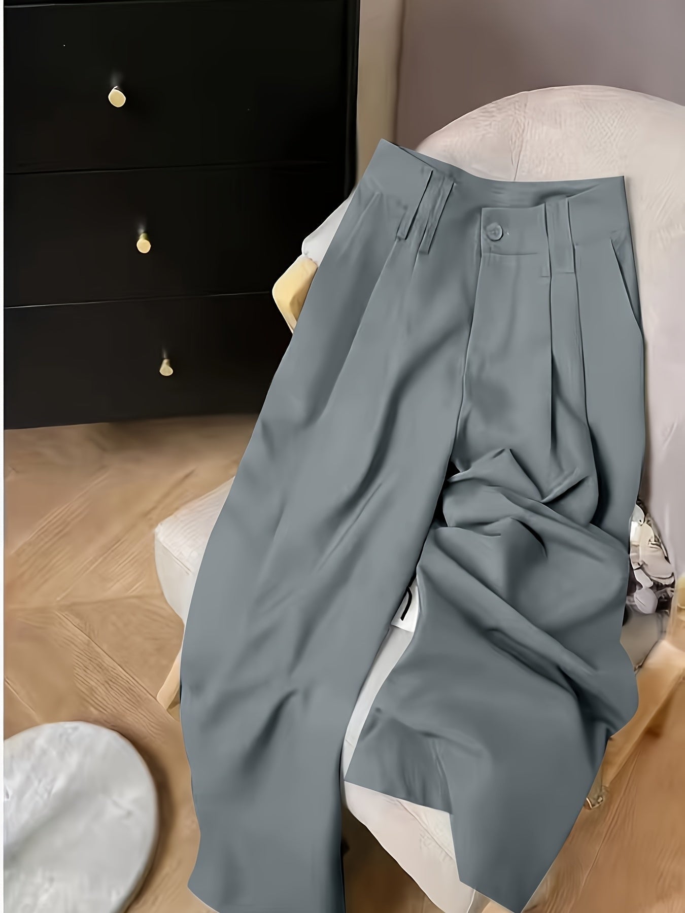 Effortless Wide Leg Pants for Women with High Waist Pleated Button Front Tailored Style