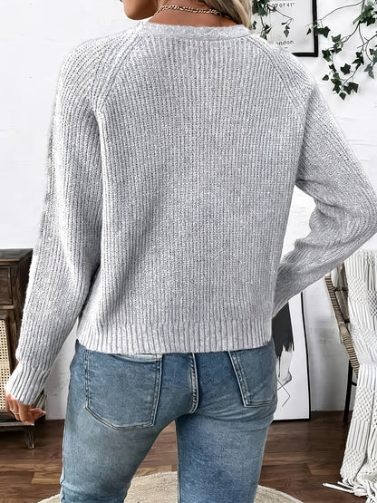 Comfortable Ribbed Knit Cardigan Sweater for Women with V Neck Long Sleeve Button Front Relaxed Style