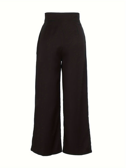 Effortless Khaki Wide Leg Pants for Women with High Waist Pleated Button Front Relaxed Style
