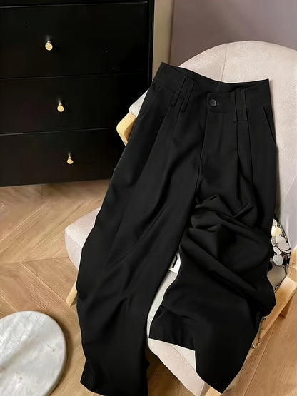 Effortless Wide Leg Pants for Women with High Waist Pleated Button Front Tailored Style