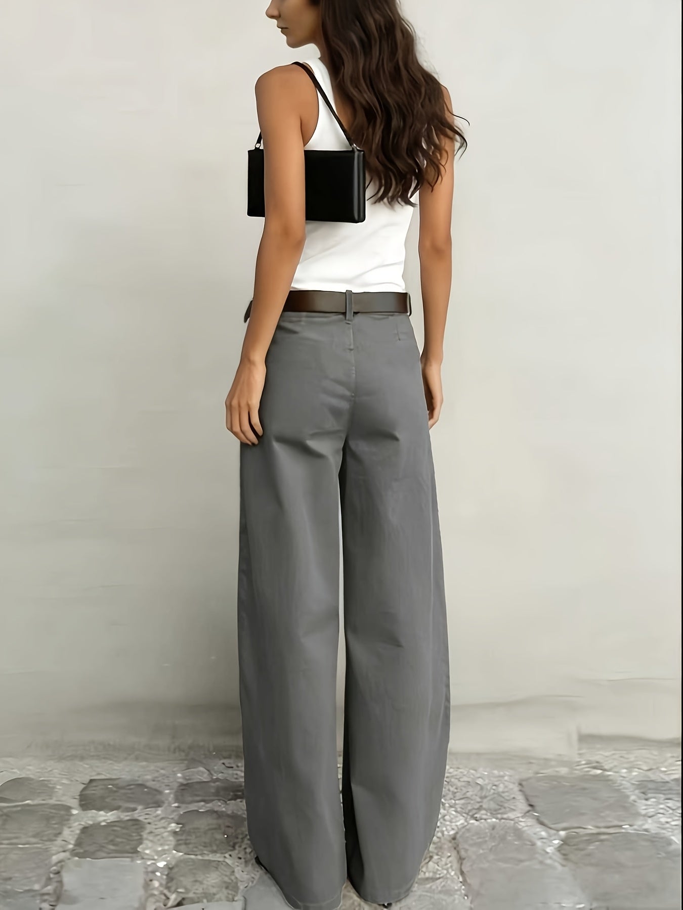 Effortless Wide Leg Pants for Women with High Waist Belted Relaxed Flowing Casual Style