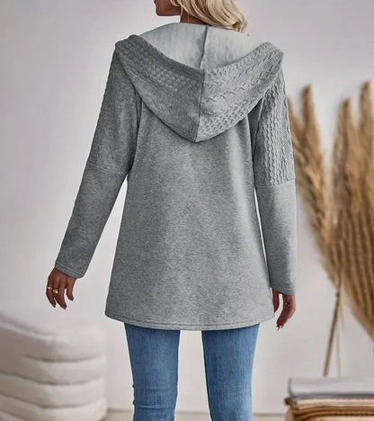 Comfortable Cable Knit Longline Cardigan for Women with Hood Long Sleeve Zip Front Oversized Knit Style