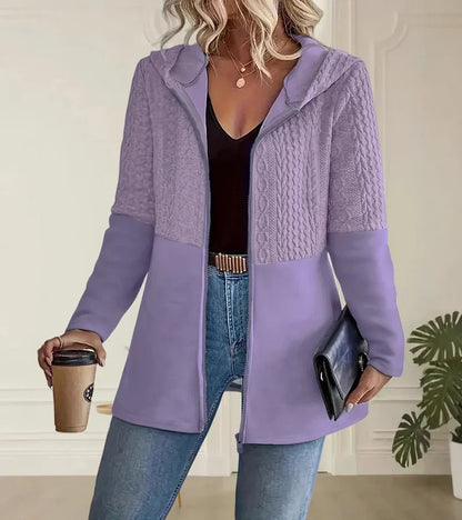 Comfortable Cable Knit Longline Cardigan for Women with Hood Long Sleeve Zip Front Oversized Knit Style