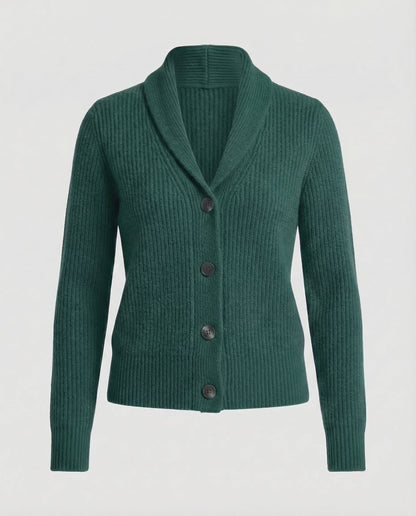 Comfortable Ribbed Knit Cardigan for Women with Shawl Collar Long Sleeve Button Front Relaxed Style