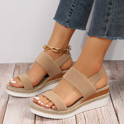 Comfortable Sandals for Women with Elastic Strap Cushioned Platform Slingback Open Toe Style