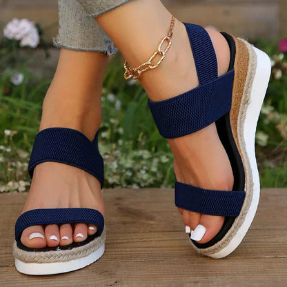 Comfortable Sandals for Women with Elastic Strap Cushioned Platform Slingback Open Toe Style