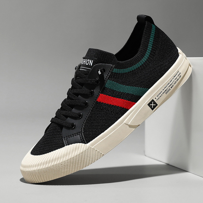 Stylish Knit Fashion Sneaker for Women with Lace Up Striped Low Top Casual Style