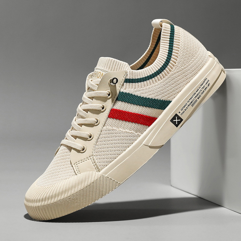 Stylish Knit Fashion Sneaker for Women with Lace Up Striped Low Top Casual Style