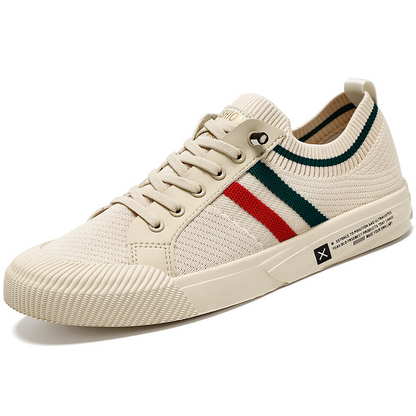 Stylish Knit Fashion Sneaker for Women with Lace Up Striped Low Top Casual Style