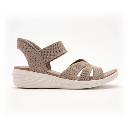 Comfortable Sandals for Women with Woven Crossover Strap Elastic Slingback Low Wedge Style