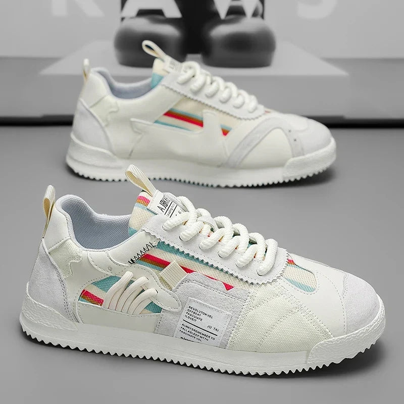 Stylish Color Block Fashion Sneakers for Women with Lace Up Suede Panel Retro Style