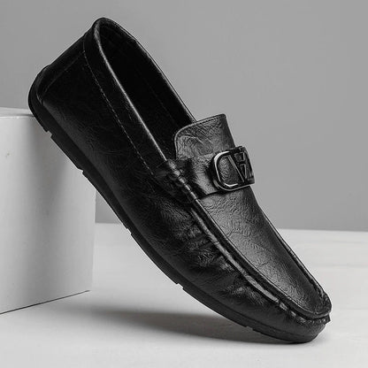 Stylish Leather Loafer for Women with Buckle Detail Slip On Moccasin Toe Casual Style