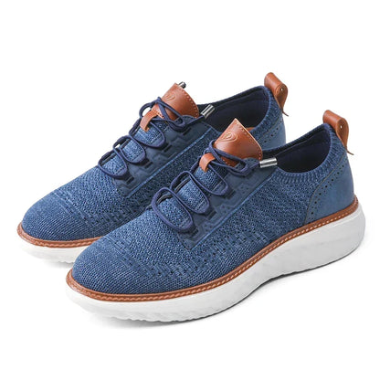 Comfortable Knit Fashion Sneaker for Women with Lace Up Leather Trim Chunky Sole Casual Style
