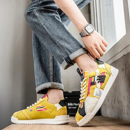 Stylish Color Block Fashion Sneakers for Women with Lace Up Suede Panel Retro Style