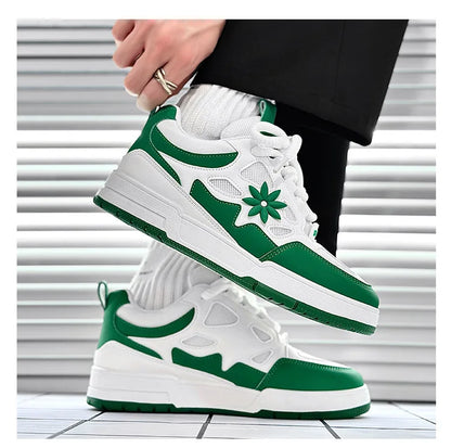 Stylish Mesh Fashion Sneakers for Women with Floral Applique Lace Up Chunky Platform Casual Style