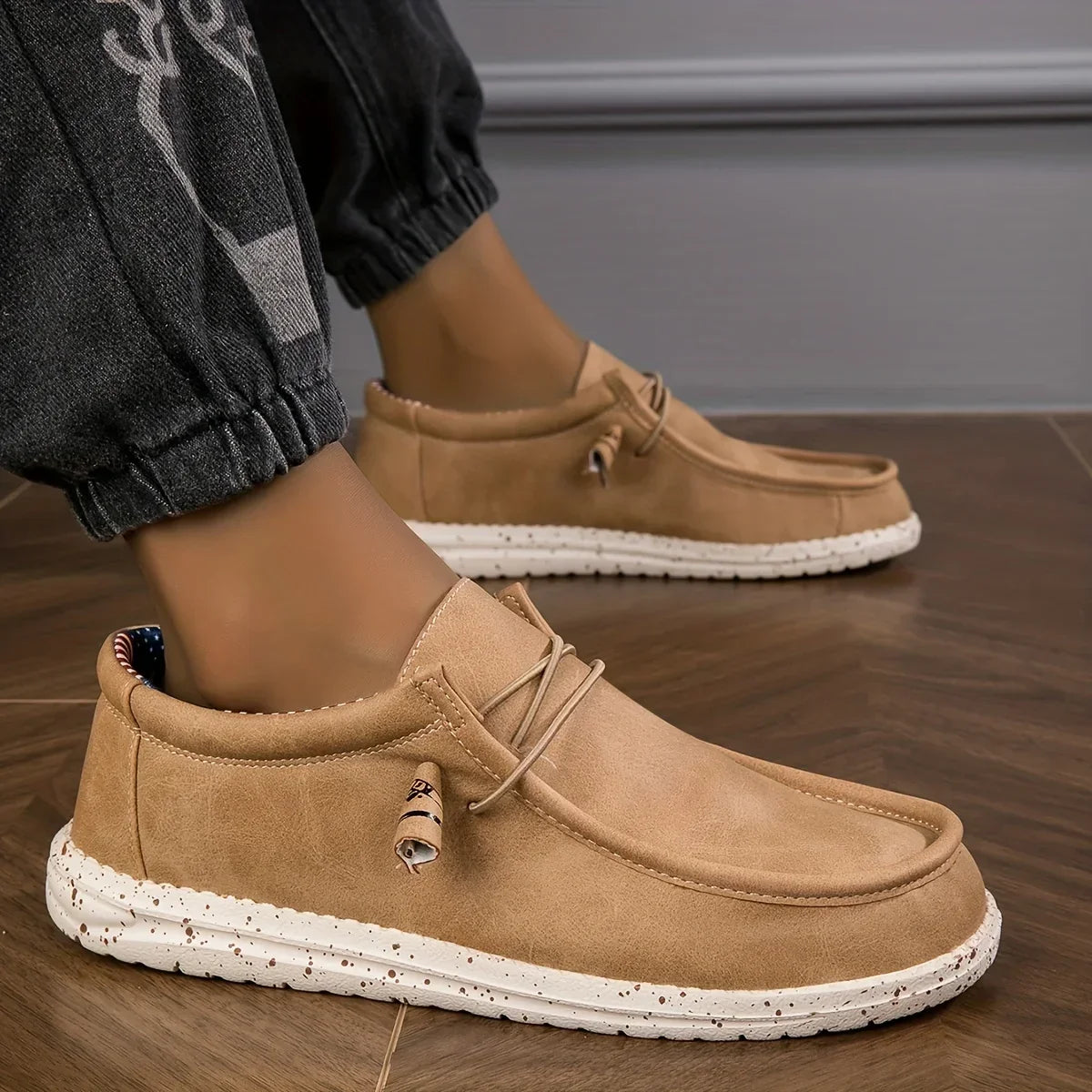 Effortless Suede Moccasin Sneaker for Women with Moc Toe Lace Tie Speckled Sole Casual Style
