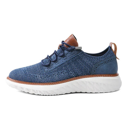 Comfortable Knit Fashion Sneaker for Women with Lace Up Leather Trim Chunky Sole Casual Style