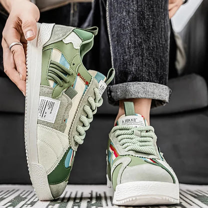 Stylish Color Block Fashion Sneakers for Women with Lace Up Suede Panel Retro Style