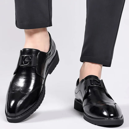 Elegant Leather Monk Strap Loafer for Women with Wingtip Cap Toe Metal Buckle Slip On Style