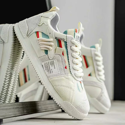 Stylish Color Block Fashion Sneakers for Women with Lace Up Suede Panel Retro Style
