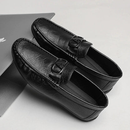 Stylish Leather Loafer for Women with Buckle Detail Slip On Moccasin Toe Casual Style