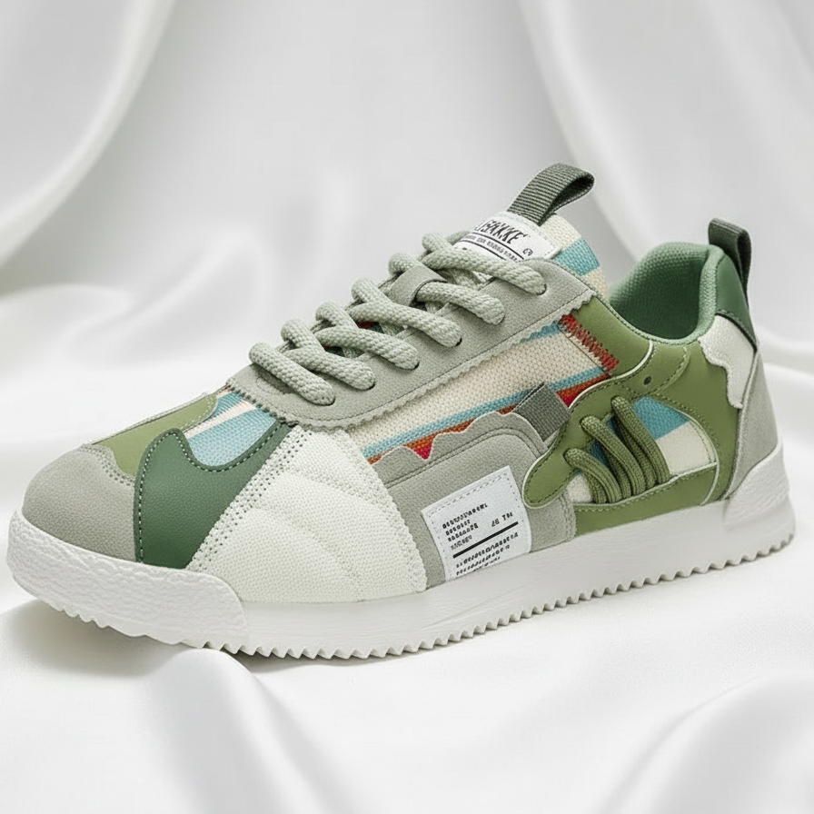Stylish Color Block Fashion Sneakers for Women with Lace Up Suede Panel Retro Style