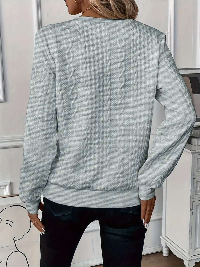Comfortable Cable Knit Sweater for Women with Zip Neck Long Sleeve Textured Relaxed Style