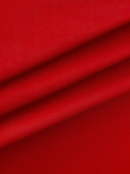 Elegant Red Midi Dress for Women with Crew Neck Sleeveless Twist Waist High Low Hem